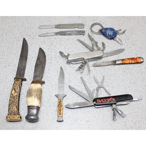 1458 - Qty of assorted knives to inc J.Clark & Sons of Sheffield hunting knife, a Solingen of Germany hunti... 