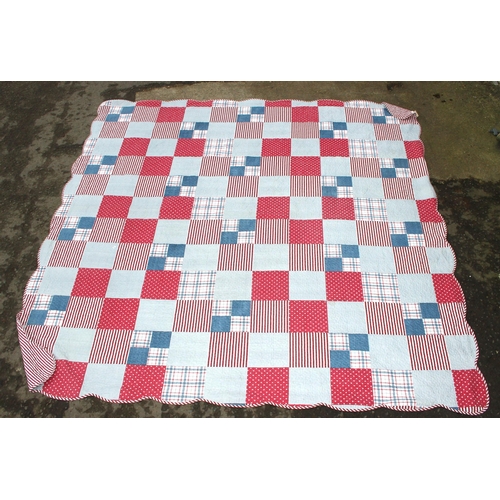 219 - A vintage patchwork quilt by Forever England, approx 256cm x 240cm