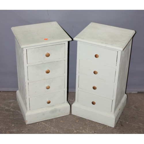 28 - A pair of white painted pine 4 drawer bedside cabinets, each approx 35cm wide x 32cm deep x 67cm tal... 