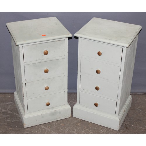 28 - A pair of white painted pine 4 drawer bedside cabinets, each approx 35cm wide x 32cm deep x 67cm tal... 