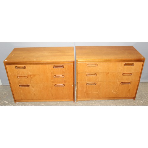 29 - A pair of retro William Lawrence model 5718 3 drawer chests of drawers, each approx 87cm wide x 44cm... 