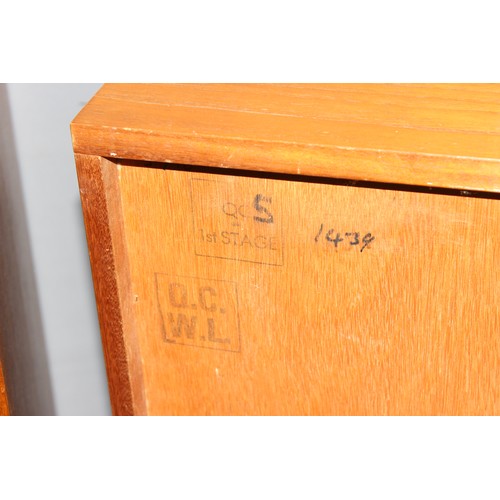 29 - A pair of retro William Lawrence model 5718 3 drawer chests of drawers, each approx 87cm wide x 44cm... 