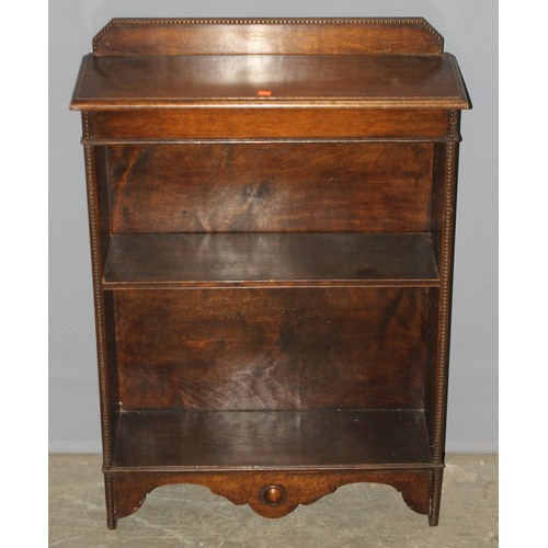 34 - A small early 20th century oak bookcase with beaded edging, approx 77cm wide x 27cm deep x 105cm tal... 