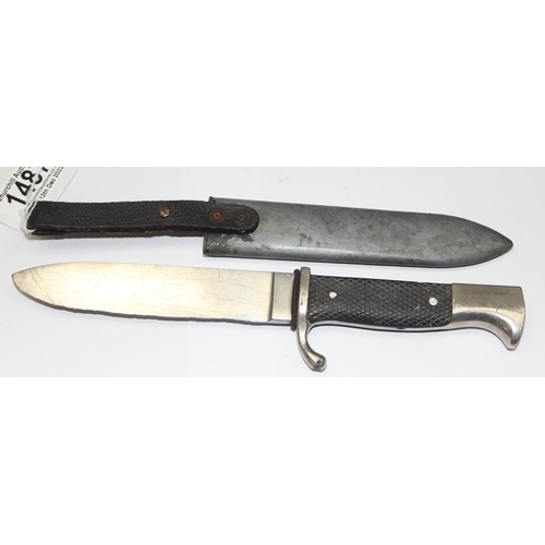 1487 - A WW2 style Hitler Youth knife by Anton Wingen Jr of Solingen, the blade marked Othello, in leather ... 