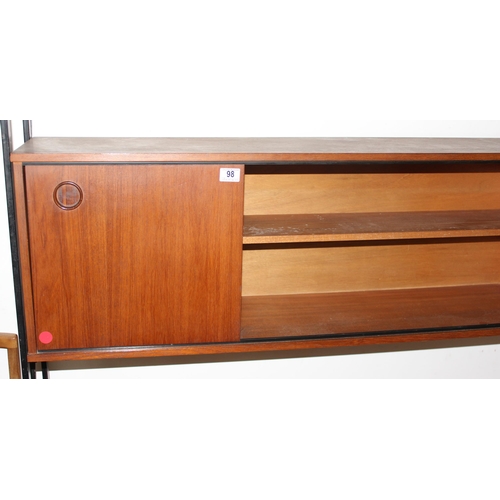 98 - A retro mid-century Avalon modular wall unit, 5 various cupboards and shelf, approx 249cm wide x 44c... 