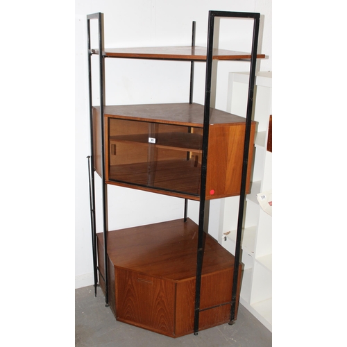 99 - A retro mid-century Avalon modular wall unit, 2 cupboards and shelf, approx 73cm wide x 73cm deep x ... 