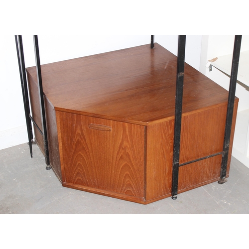 99 - A retro mid-century Avalon modular wall unit, 2 cupboards and shelf, approx 73cm wide x 73cm deep x ... 