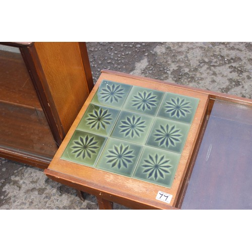 78 - A retro Lebus Link green tile topped coffee table with storage, approx 105cm wide x 43cm deep x 41cm... 