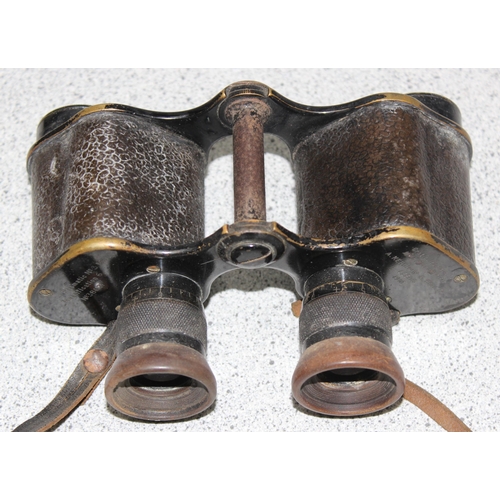 1461 - A pair of WW1 period military binoculars in leather case, Binocular Prismatic No 3 Mk II, Magnificat... 