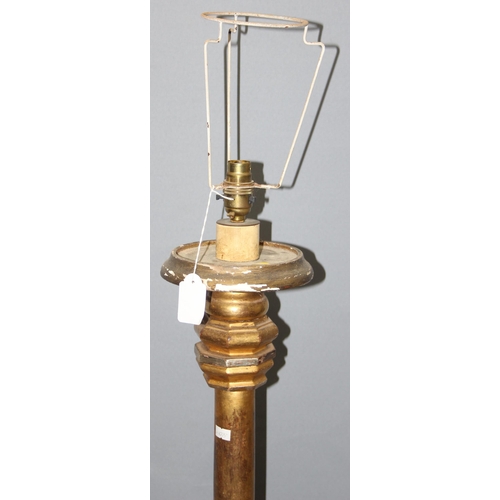 230 - A vintage carved wooden and gilt standard lamp, approx 168cm tall