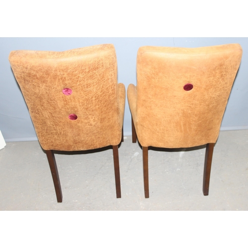 144 - A set of 5 tan leather or suede high backed dining chairs