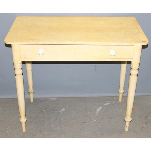 79 - A vintage painted pine console or hall table with single drawer, approx 94cm wide x 53cm deep x 78cm... 