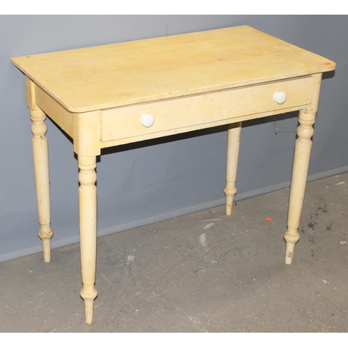 79 - A vintage painted pine console or hall table with single drawer, approx 94cm wide x 53cm deep x 78cm... 