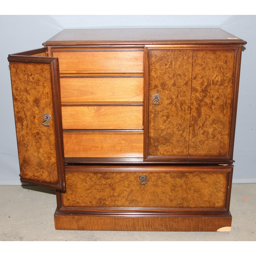 42 - An unusual William & Mary style burr walnut cabinet with internal drawers, likely 20th century, appr... 
