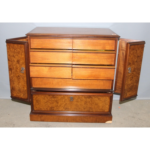42 - An unusual William & Mary style burr walnut cabinet with internal drawers, likely 20th century, appr... 