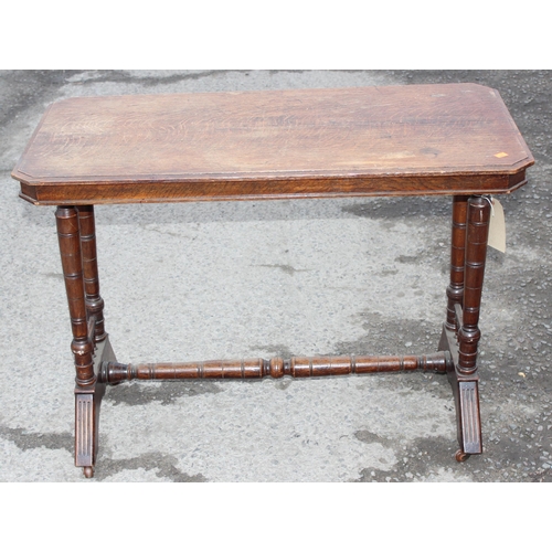 60 - A late 19th century hall or side table with turned legs, approx 98cm wide x 48cm deep x 71cm tall