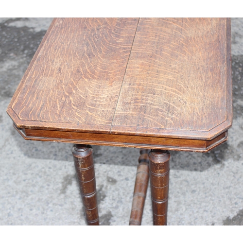 60 - A late 19th century hall or side table with turned legs, approx 98cm wide x 48cm deep x 71cm tall
