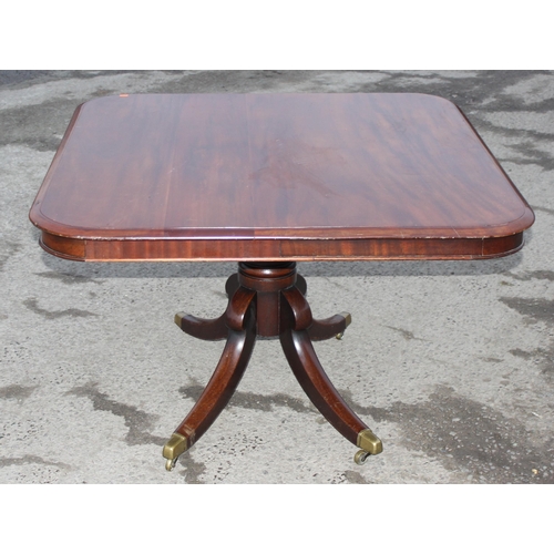 53 - A Victorian mahogany tilt top breakfast table with square top, approx 121cm wide x 115cm deep x 85cm... 