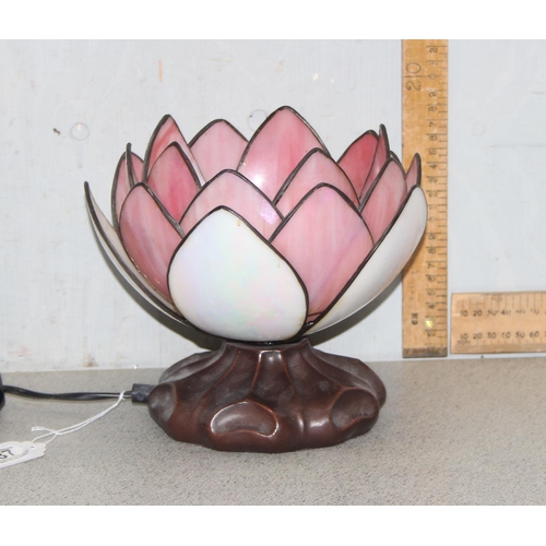 264 - Tiffany style leaded glass lotus flower lamp, approx 19cm tall