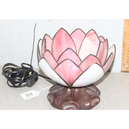 264 - Tiffany style leaded glass lotus flower lamp, approx 19cm tall