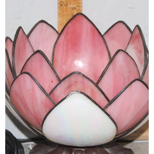 264 - Tiffany style leaded glass lotus flower lamp, approx 19cm tall