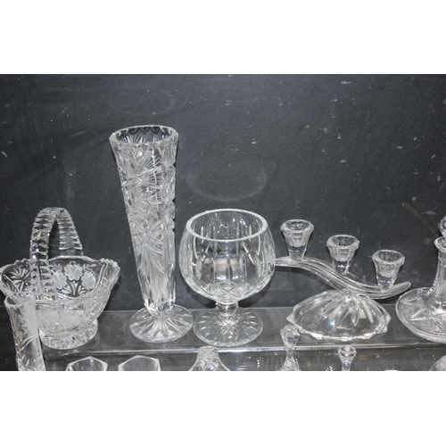 1784 - Box of mixed cut-glass items to incl candle holder, trifle dishes etc