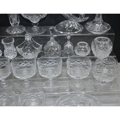 1784 - Box of mixed cut-glass items to incl candle holder, trifle dishes etc