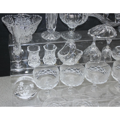 1784 - Box of mixed cut-glass items to incl candle holder, trifle dishes etc