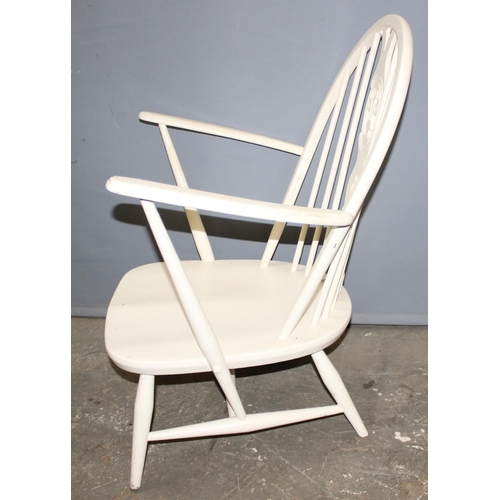54A - 2 vintage white painted Ercol armchairs