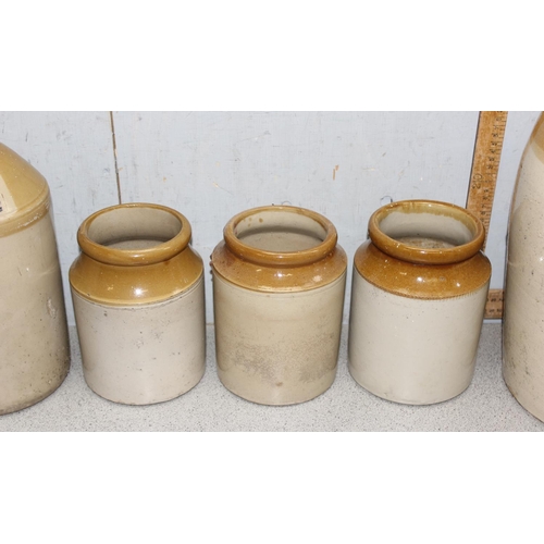 1786 - 5 assorted stoneware items to incl jars and very large flagon, tallest 44cm