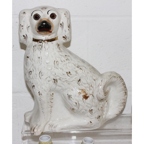 1788 - Qty of assorted crested china, a pair of 19th century Staffordshire spaniels (AF) and other figures ... 