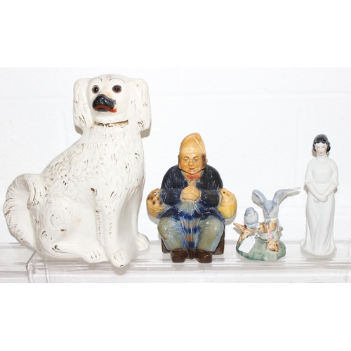 1788 - Qty of assorted crested china, a pair of 19th century Staffordshire spaniels (AF) and other figures ... 