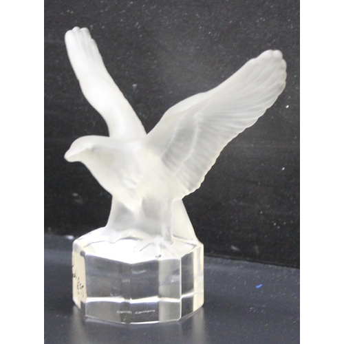 1605A - A 20th century Goebel glass figure of a flying eagle, acid etched mark to base, approx 11cm wide