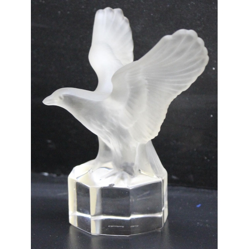 1605A - A 20th century Goebel glass figure of a flying eagle, acid etched mark to base, approx 11cm wide