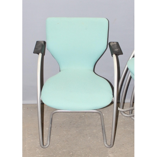 93A - A set of 4 retro style Turquoise & chrome stacking cantilever chairs by Orange Box