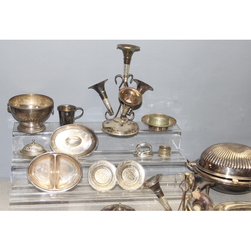 1007 - Large qty of assorted antique and later silver-plated items to incl a country house warming dish, ap... 