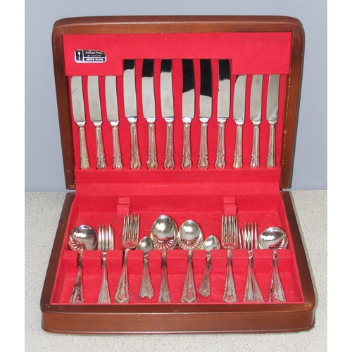 1009 - Arthur Price wooden cased silver-plated canteen of cutlery