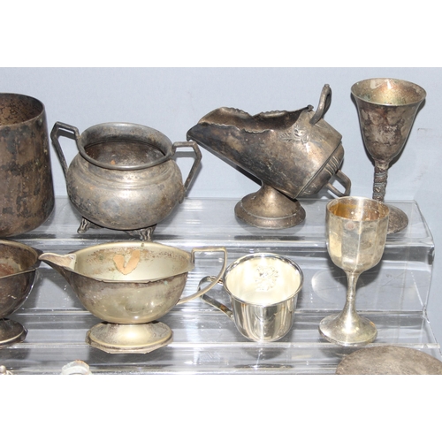 1019 - Qty of mixed metalware, mostly small silver-plated items, approx 5.5kg gross