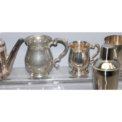 1030 - Qty of antique and later silver-plated items to incl cocktail shaker, approx 4.4kg