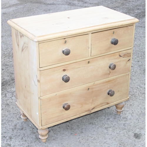 1 - A Victorian 2 over 2 pine chest of drawers, approx 88cm wide x 47cm deep x 86cm tall