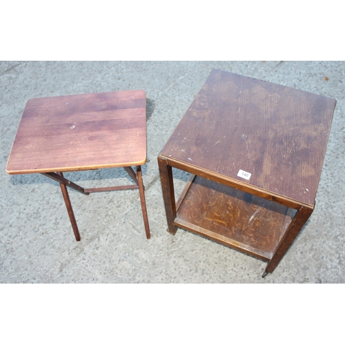 140 - 2 small vintage tables, one folding
