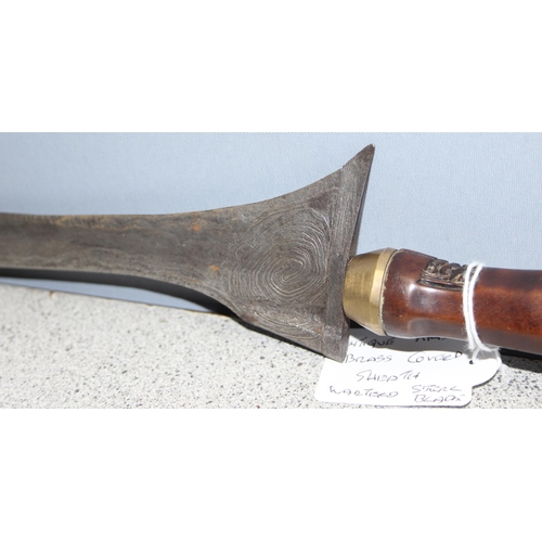 1409 - An Indonesian Kris or Keris dagger with Damascus steel blade and tortoiseshell inlaid sheath, approx... 