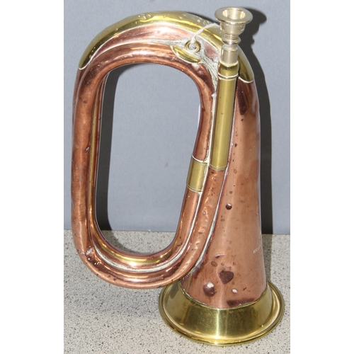 1416 - A WW1 dated brass and copper military bugle by Henry Keat & Sons of 105 & 103 Matthias Road, London,... 