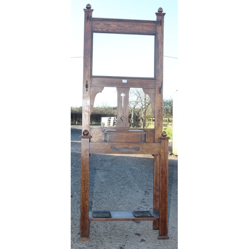 15 - An early 20th century oak hall stand with mirror, approx 75cm wide x 30cm deep x 205cm tall