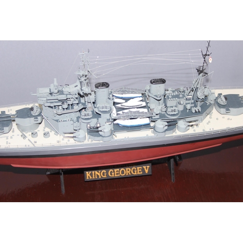 1501 - Model of British Battleship HMS King George V in mounted large Perspex display box, approx 86cm x 33... 