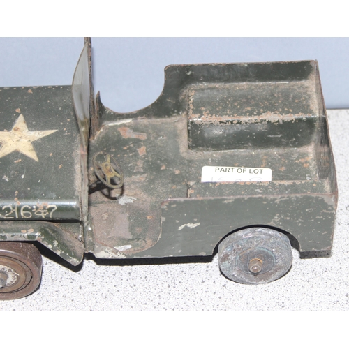 1509 - 2 vintage scratch-built painted tin military vehicles