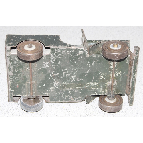 1509 - 2 vintage scratch-built painted tin military vehicles