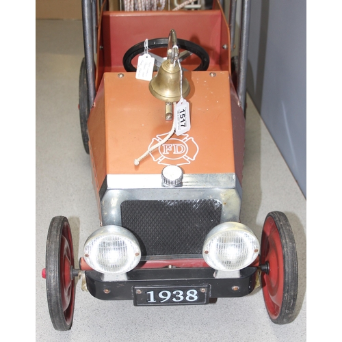 1517 - A vintage style children's pedal truck fire engine, approx 93cm long