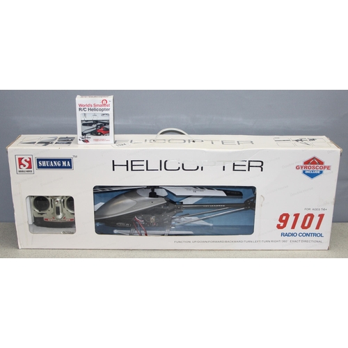 1524 - Large 9101 radio controlled helicopter by Double Horse and one other (small)