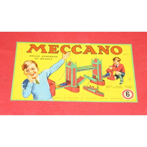 1528 - 1940s Meccano No 6 set in original box to incl an accessory outfit and lift-out tray